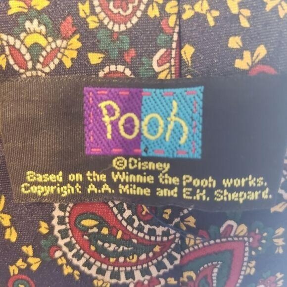 Disney Winnie The Pooh Paisley Silk Tie Featuring Pooh & Friends Multicolor - Picture 5 of 5